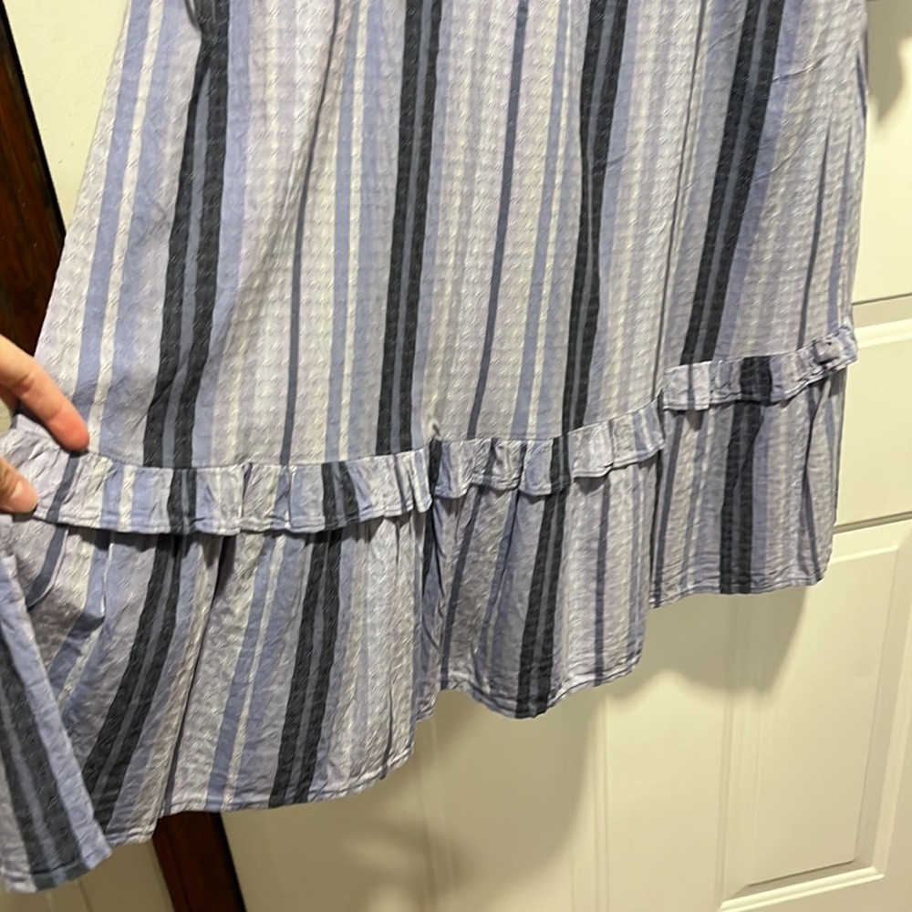 Universal Thread XS S M Blue Lavender Striped button up long sleeve Midi dress - Picture 5 of 16